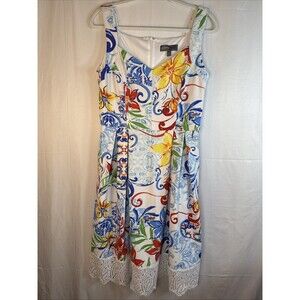Donna Rico Vibrant Floral Sleeveless Dress Size 12 Preowned